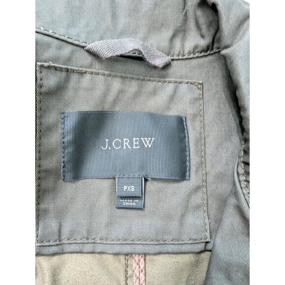 J. Crew Waxed Cotton Field Jacket Womens Size PXS Full Zip Snap Green Military - Picture 7 of 11